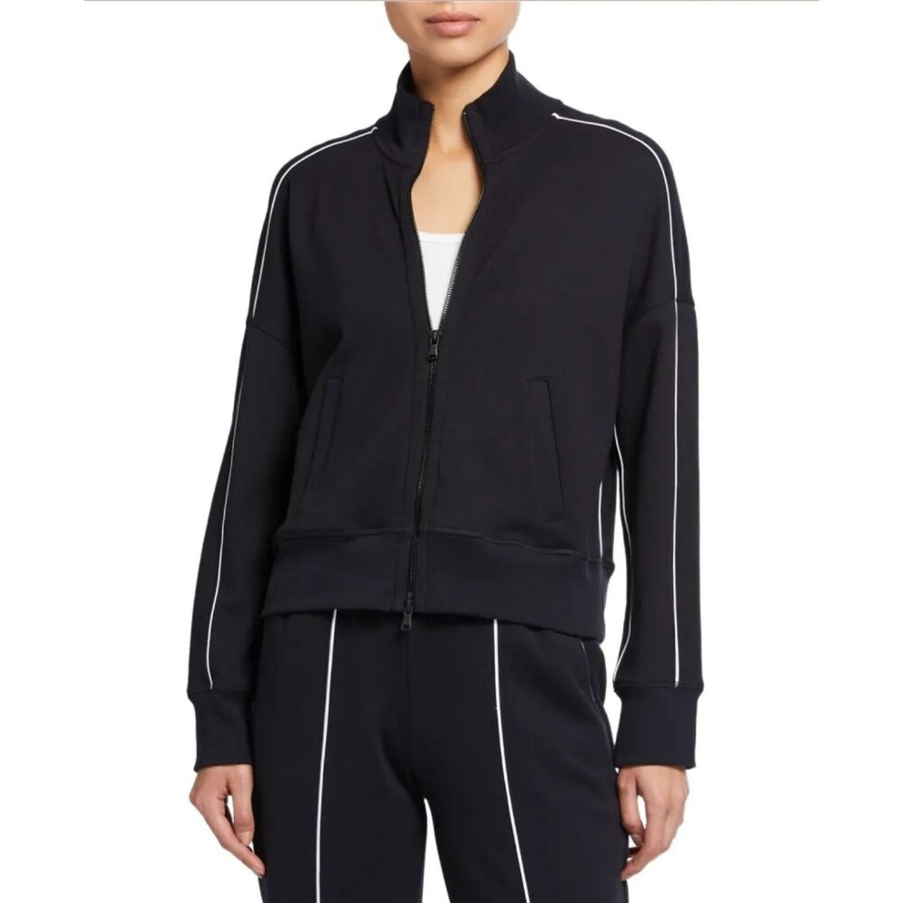 ATM Anthony Thomas Melillo French Terry Track Jacket XS Black Piped Full Zip Up